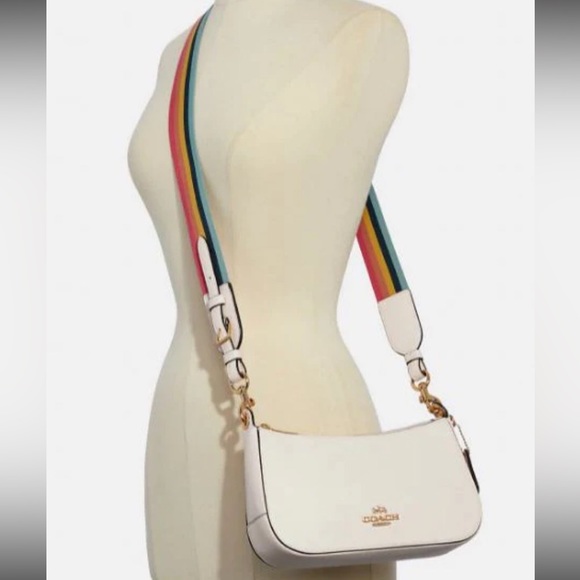 Coach Jes Baguette Leather Crossbody Gold/Chalk NWT $328 C7265 - Picture 7 of 11